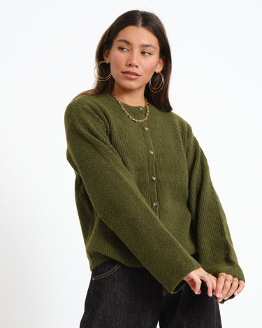 TILTIL Pia Knitted Cardigan Olive Green - Things I Like Things I Love
