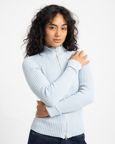 TILTIL Pixie Contrast Zipper Cardigan Lichtblauw - Things I Like Things I Love