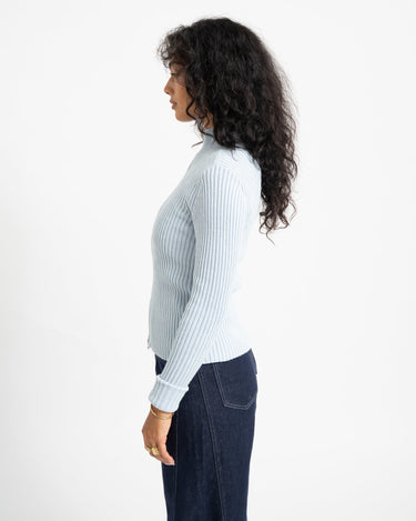 TILTIL Pixie Contrast Zipper Cardigan Lichtblauw - Things I Like Things I Love