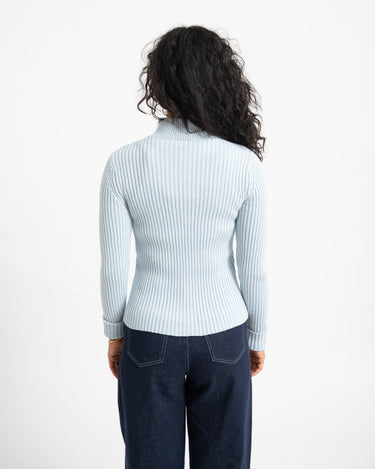 TILTIL Pixie Contrast Zipper Cardigan Lichtblauw - Things I Like Things I Love