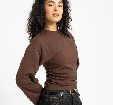 TILTIL Pleated Tammy Longsleeve Bruin - Things I Like Things I Love