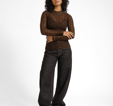 TILTIL Pleated Tara Lace Longsleeve Bruin - Things I Like Things I Love