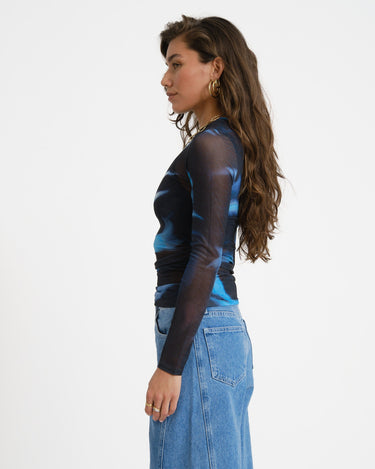 TILTIL Pleated Tara Mesh Longsleeve Blauw - Things I Like Things I Love