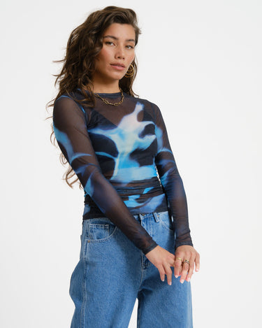 TILTIL Pleated Tara Mesh Longsleeve Blauw - Things I Like Things I Love