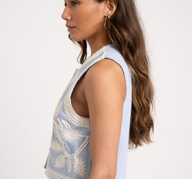 TILTIL Polly Gilet Embroidery Light Blue - Things I Like Things I Love
