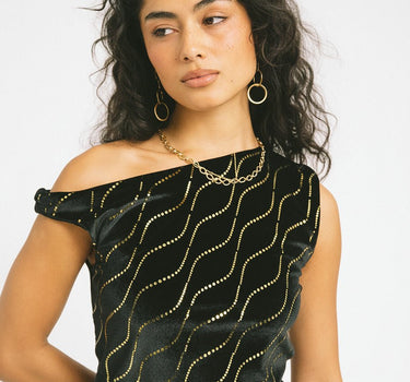 TILTIL Rapha Off Shoulder Velvet Black - Things I Like Things I Love