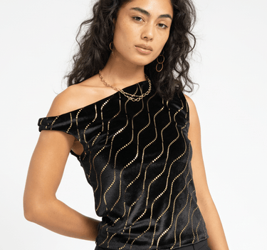 TILTIL Rapha Off Shoulder Velvet Black - Things I Like Things I Love
