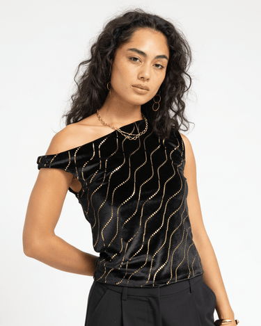 TILTIL Rapha Off Shoulder Velvet Black - Things I Like Things I Love