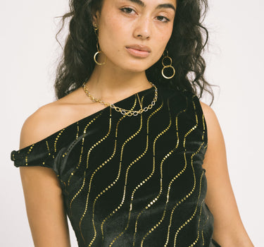 TILTIL Rapha Off Shoulder Velvet Black - Things I Like Things I Love