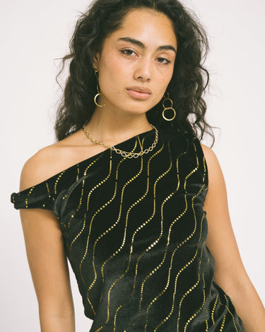 TILTIL Rapha Off Shoulder Velvet Black - Things I Like Things I Love