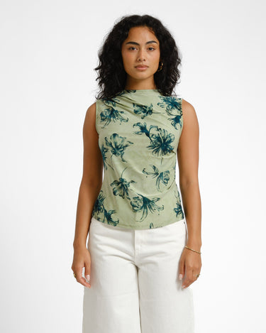 TILTIL Rody Mesh Top Flower Green - Things I Like Things I Love
