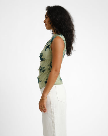TILTIL Rody Mesh Top Flower Green - Things I Like Things I Love