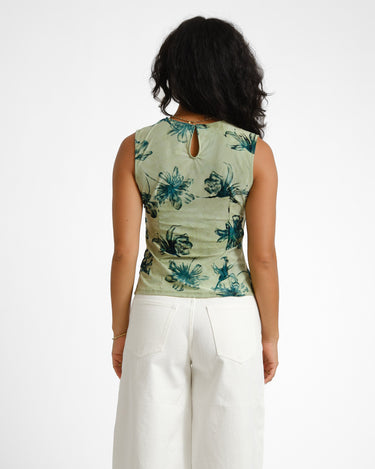 TILTIL Rody Mesh Top Flower Green - Things I Like Things I Love