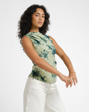 TILTIL Rody Mesh Top Flower Green - Things I Like Things I Love