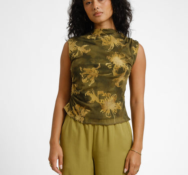 TILTIL Rody Mesh Top Flower Green - Things I Like Things I Love
