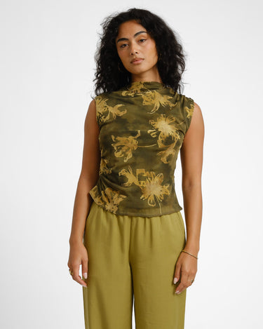 TILTIL Rody Mesh Top Flower Green - Things I Like Things I Love