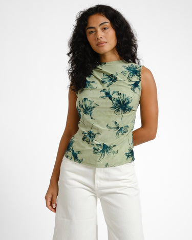 TILTIL Rody Mesh Top Flower Green - Things I Like Things I Love