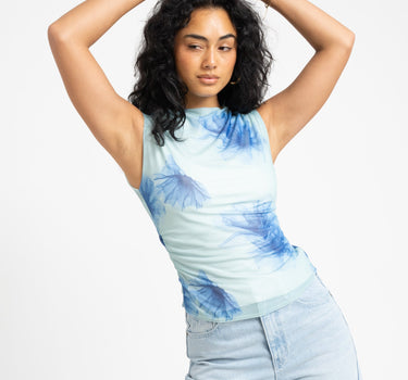 TILTIL Rody Mesh Top Turquoise Flower - Things I Like Things I Love