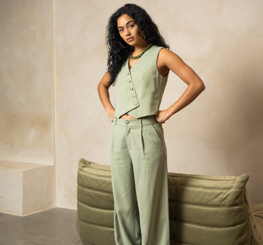 TILTIL Sanne Rayon Pantalon Sage - Things I Like Things I Love