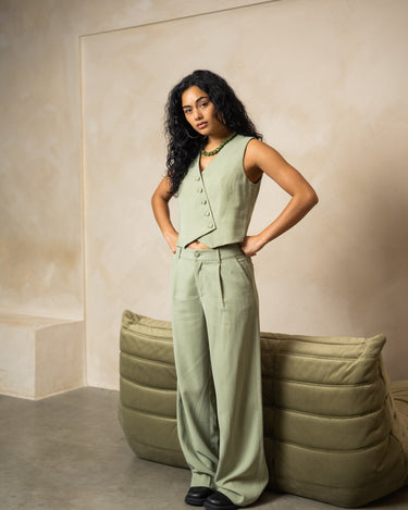 TILTIL Sanne Rayon Pantalon Sage - Things I Like Things I Love