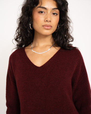 TILTIL Sapha V - neck Knit Bordeaux One Size - Things I Like Things I Love