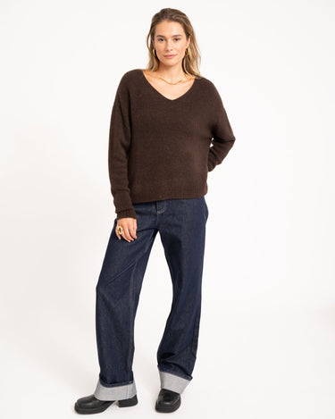 TILTIL Sapha V - neck Knit Brown One Size - Things I Like Things I Love