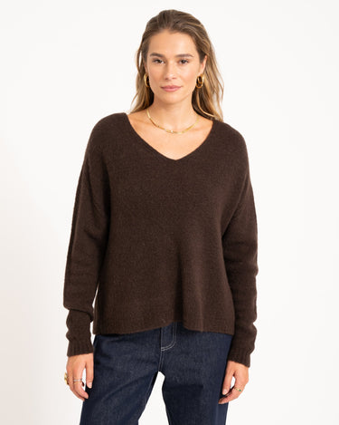 TILTIL Sapha V - neck Knit Brown One Size - Things I Like Things I Love