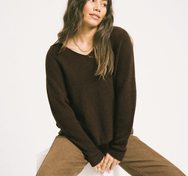 TILTIL Sapha V - neck Knit Brown One Size - Things I Like Things I Love