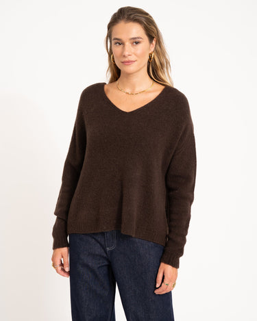 TILTIL Sapha V - neck Knit Brown One Size - Things I Like Things I Love