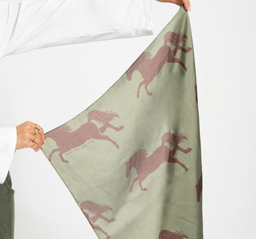 TILTIL Satin Scarf Horse Girl Green - Things I Like Things I Love