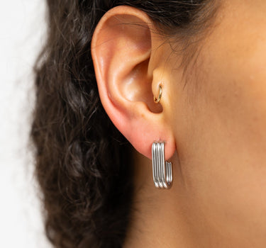 TILTIL Set of 2 Earrings Triple Oval Silver - Things I Like Things I Love