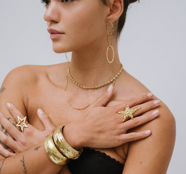 TILTIL Set of 2 Hammered Rings Earring Gold - Things I Like Things I Love