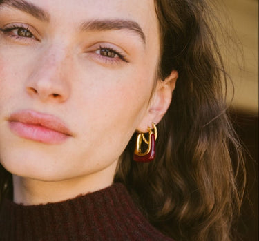 TILTIL Set of 2 Hoops Torty Burgundy Gold - Things I Like Things I Love