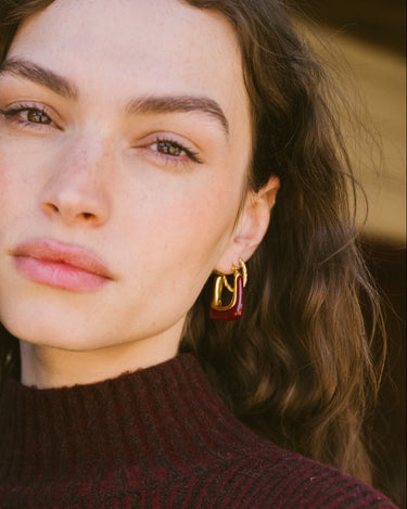 TILTIL Set of 2 Hoops Torty Burgundy Gold - Things I Like Things I Love