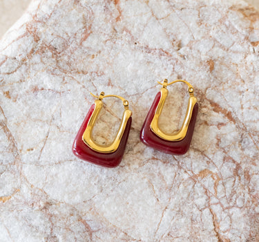TILTIL Set of 2 Hoops Torty Burgundy Gold - Things I Like Things I Love