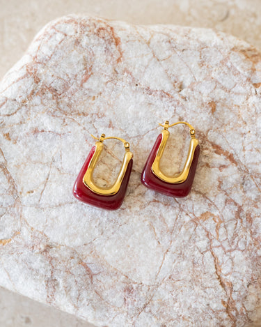TILTIL Set of 2 Hoops Torty Burgundy Gold - Things I Like Things I Love