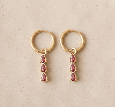TILTIL Set van 2 Amber Zircon Drop Earrings Goud - Things I Like Things I Love