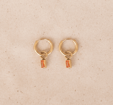 TILTIL Set van 2 Crystal Bar Zircon Earrings Oranje Goud - Things I Like Things I Love