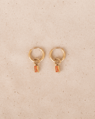 TILTIL Set van 2 Crystal Bar Zircon Earrings Oranje Goud - Things I Like Things I Love