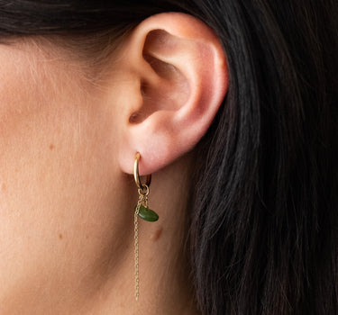 TILTIL Set van 2 Gem Chain Drop Earrings Goud Groen - Things I Like Things I Love