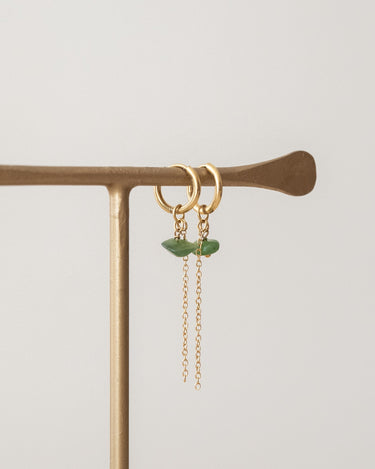 TILTIL Set van 2 Gem Chain Drop Earrings Goud Groen - Things I Like Things I Love