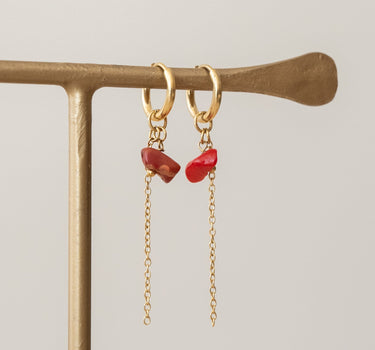 TILTIL Set van 2 Gem Chain Drop Earrings Goud Oranje - Things I Like Things I Love