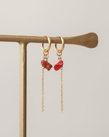 TILTIL Set van 2 Gem Chain Drop Earrings Goud Oranje - Things I Like Things I Love