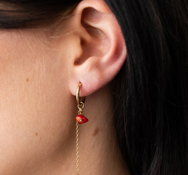 TILTIL Set van 2 Gem Chain Drop Earrings Goud Oranje - Things I Like Things I Love