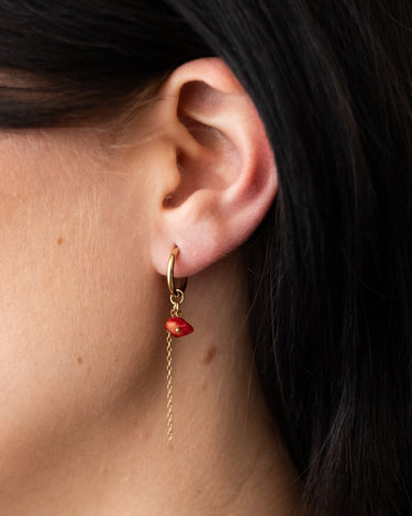 TILTIL Set van 2 Gem Chain Drop Earrings Goud Oranje - Things I Like Things I Love