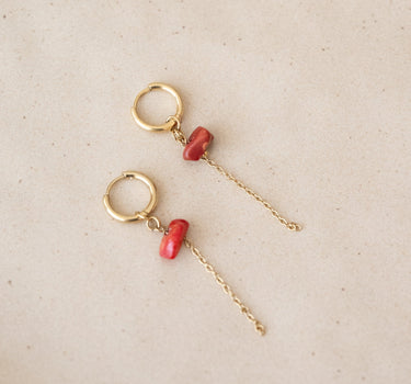 TILTIL Set van 2 Gem Chain Drop Earrings Goud Oranje - Things I Like Things I Love