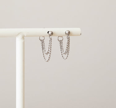 TILTIL Set van 2 Layered Chain Stud Earrings Zilver - Things I Like Things I Love