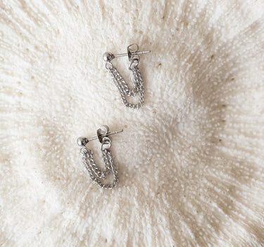 TILTIL Set van 2 Layered Chain Stud Earrings Zilver - Things I Like Things I Love