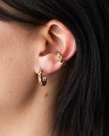 TILTIL Set van 2 Multi Stone Hoop Earrings Goud - Things I Like Things I Love