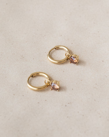 TILTIL Set van 2 Teddy Zircon Earrings Bruin Goud - Things I Like Things I Love
